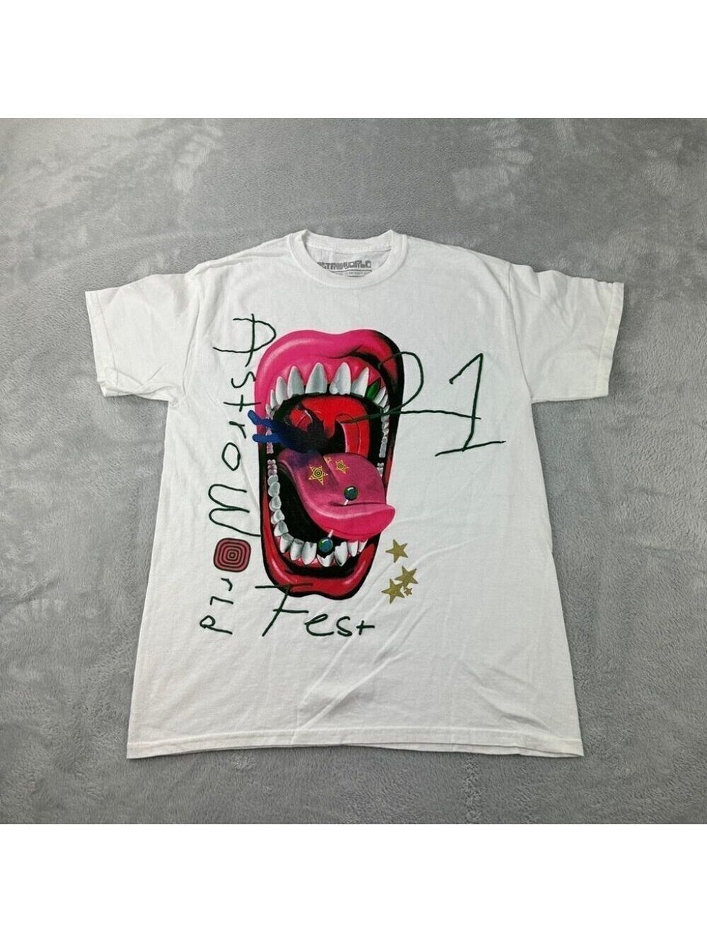 Travis Scott Astroworld 2021 Festival Merch Men's Small White T-Shirt